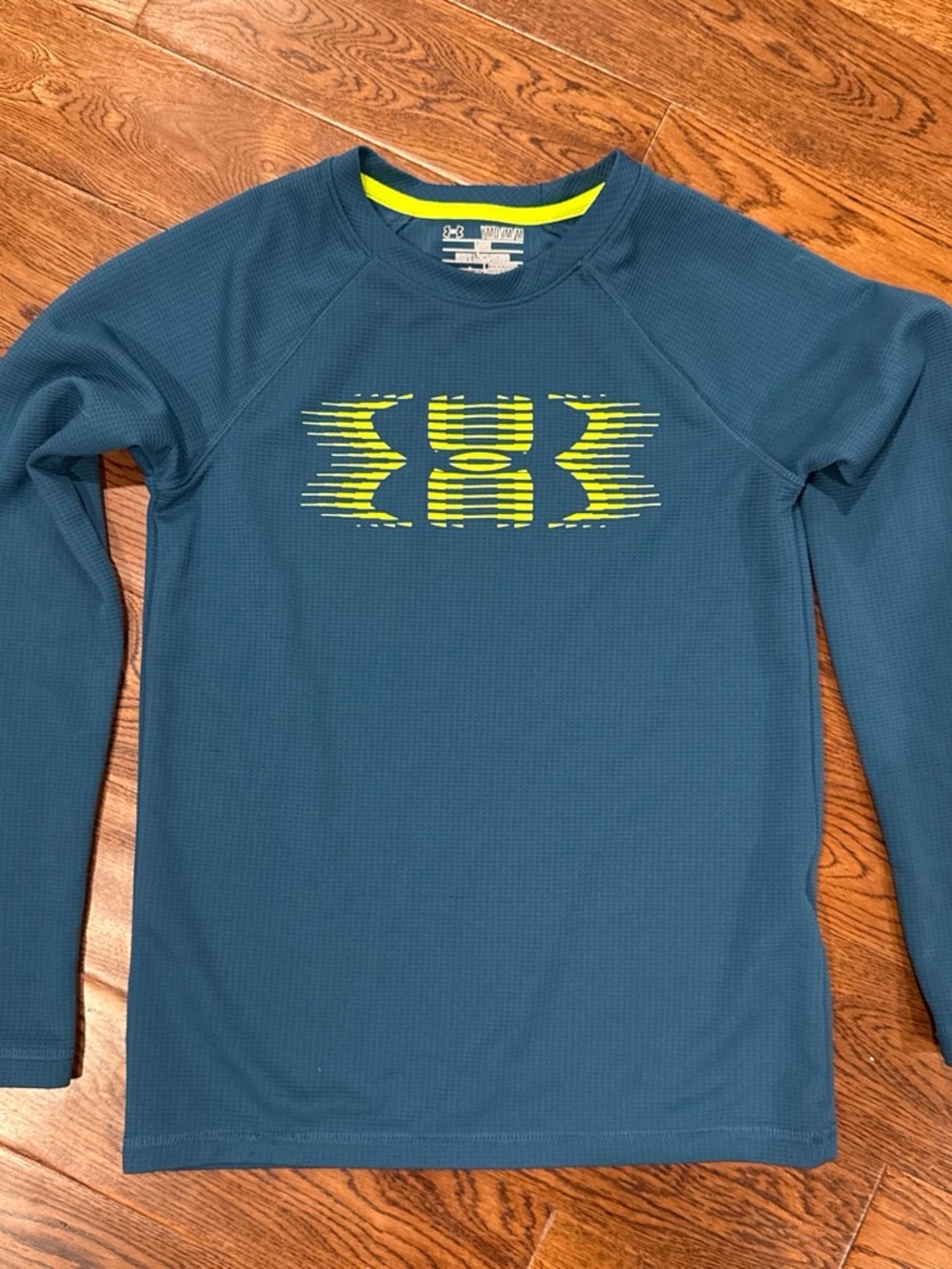 Under Armour Blue Long Sleeve Athletic Shirt with Neon Logo